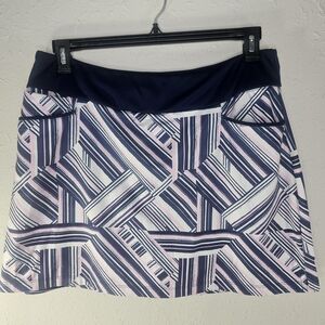 Adidas Navy and Pink Striped Mini Skirt